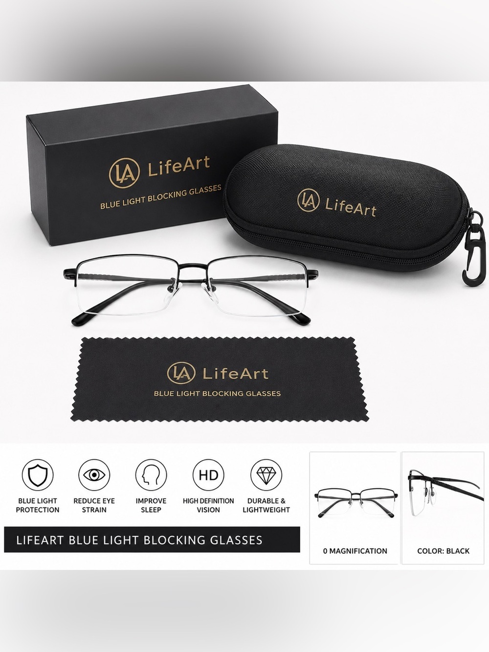 Life alert Black Blue Light Blocking Glasses